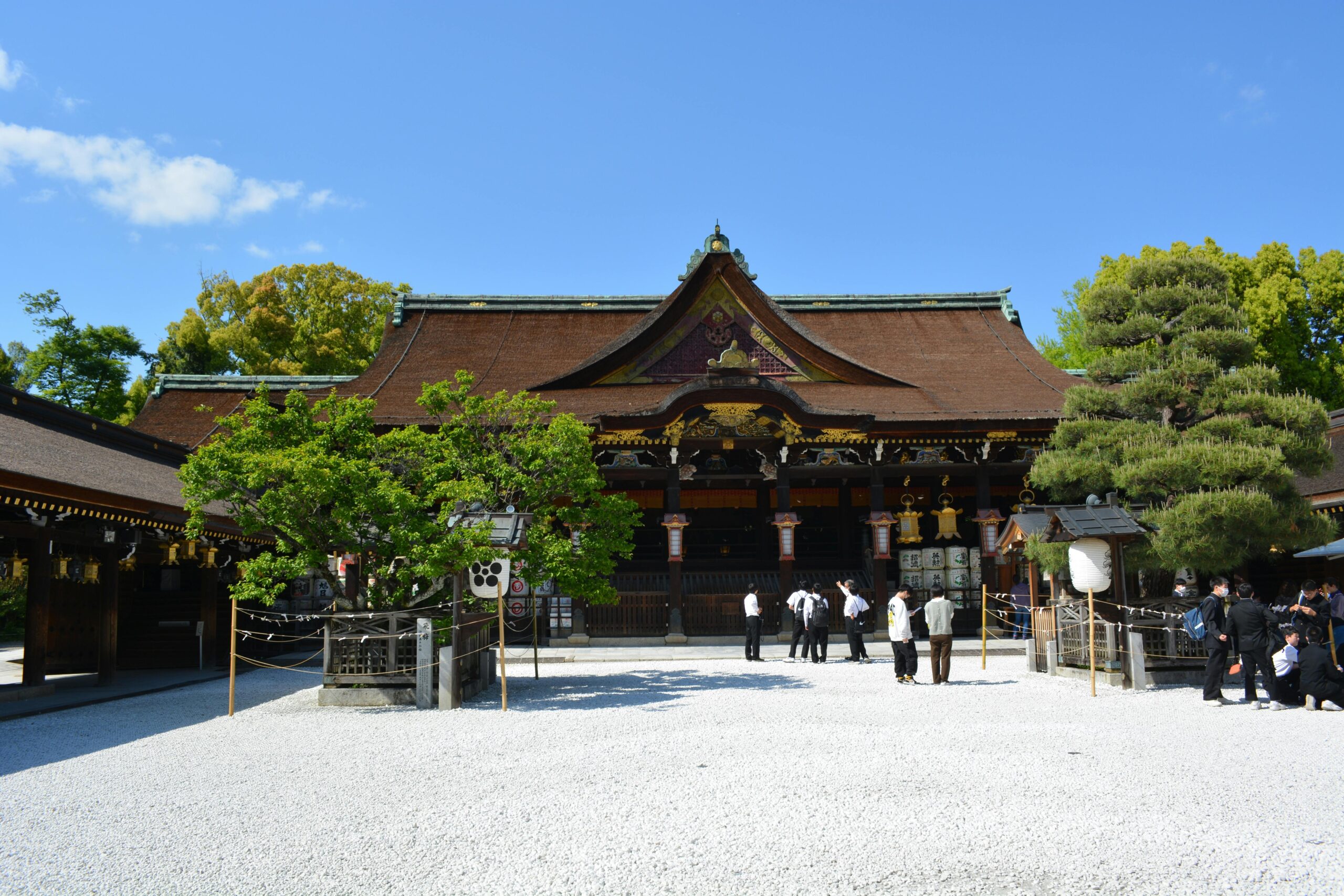 Traditional Japanese shrine with a serene atmosphere in Kyoto, Japan.